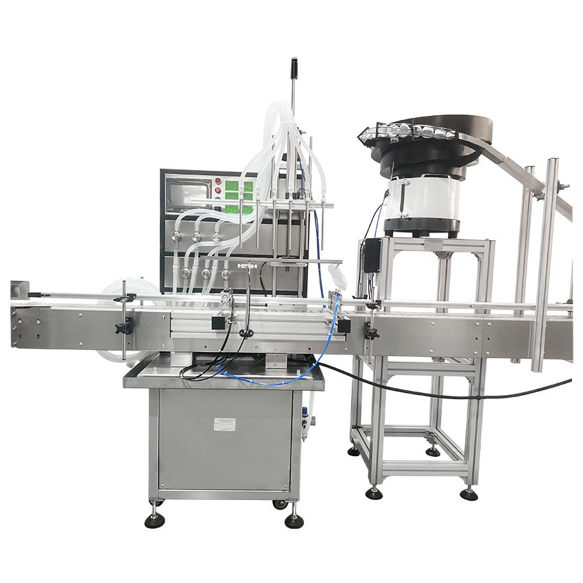 6 Heads Magnetic Pump Filling Capping Machine with Bottle Feeding Table