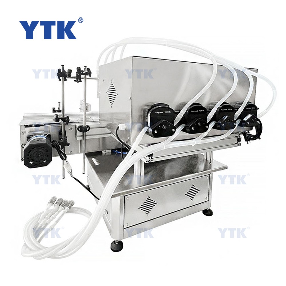 Automatic Desktop 4 Heads Peristaltic Pump Filling Machine with Conveyor