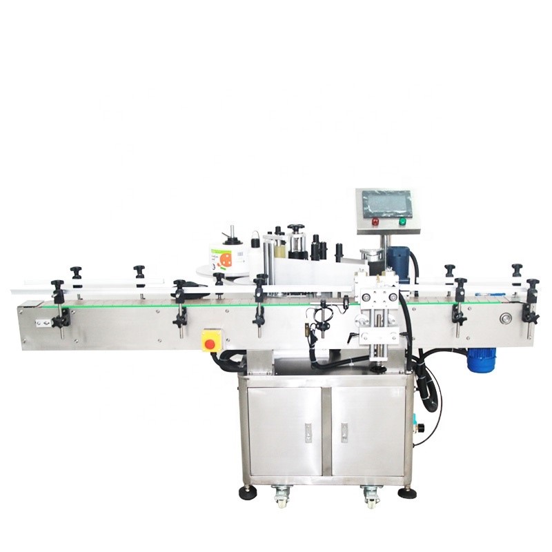 Factory direct sale automatic front and back labeling machine for round bottle, wrap around sticker labeling machine