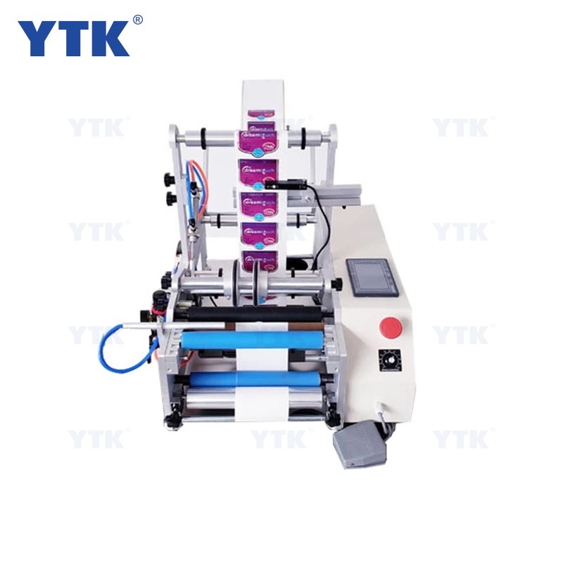 YTK Brand Wine Double Side Sticker Round Water Semi Automatic Digital Plastic Bottle Labeling Machine