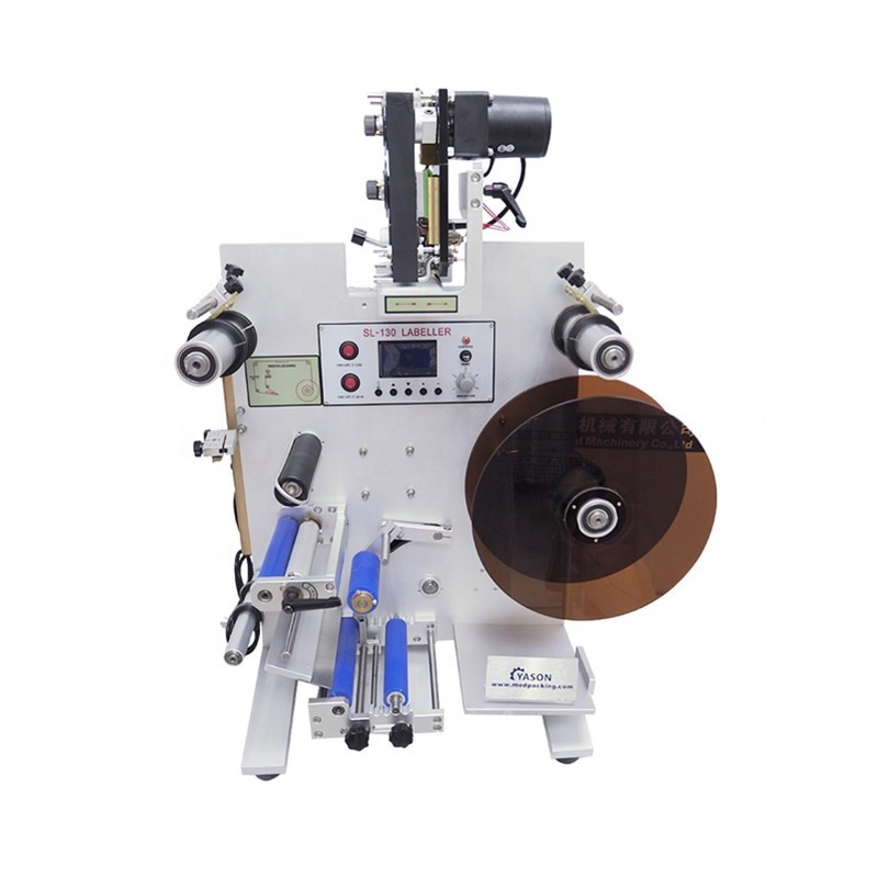 SL-130 Factory Direct Sale Semi Automatic Vertical Double Side Round Bottle Sticker Labeling Machine