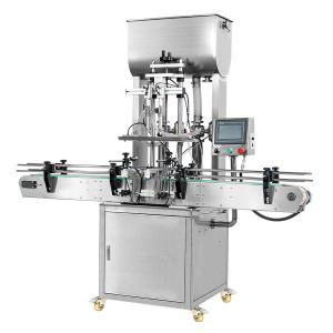 Straight Automatic 2-head paste filling machine with conveyor PLC control