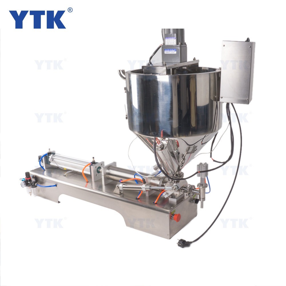 Filling Machine With Mixer With Mixing Heater Hopper Jar Honey Pulp Grease Peanut Butter Chocolate Granules Filler