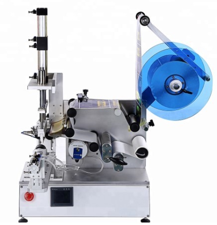 YTK-802 semi automatic round square bottle and hexagon bottle labeling machine with 360 degree rotary labeling
